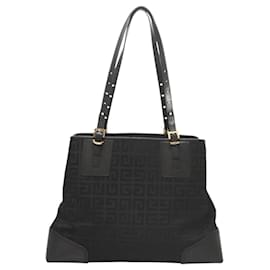 Givenchy-GIVENCHY Tote Bag Canvas Black Gold Auth am8454-Black,Golden