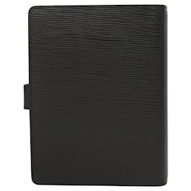 Louis Vuitton-LOUIS VUITTON Epi Agenda MM Day Planner Cover Black R20042 LV Auth BA2215-Black