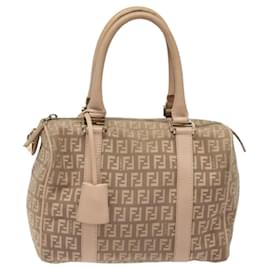 Fendi-Sac à main en toile Zucchino FENDI beige et or Auth MX344-Beige,Doré