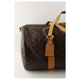 Louis Vuitton-Keepall travel bag in leather-Brown