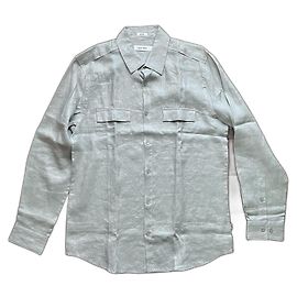 Camicia Calvin Klein in lino grigio M Grigio