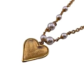 Chanel-Chanel Heart Coco Mark Necklace-Pink,Golden