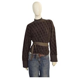 Moletom The Attico Marrom de Jacquard de Algodão com Gola Alta e Cinto Marrom
