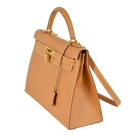 Hermès-Hermes Kelly 32 Handbag in Natural Brown-Brown,Other