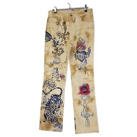 Roberto Cavalli tattoo jeans 2003 Multicolore Beige