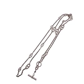 Hermès-Hermes Chaine d'Ancre Long Necklace-Silvery