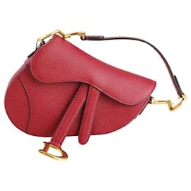 Dior-Saddle leather handbag-Dark red