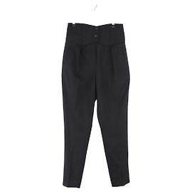 Saint Laurent Schwarze Woll-Hosen gerade geschnitten Schwarz