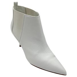 Botines blancos de cuero Manolo Blahnik Blanco