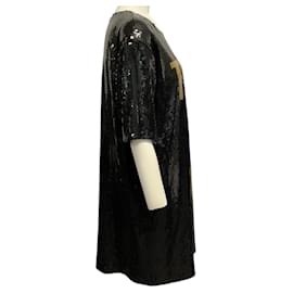 Moschino-Moschino Couture Black / Gold Sequined Trick or Chic Dress-Black