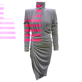 Alexandre Vauthier-Alexandre Vauthier Pink Velvet Ruched Dress-Pink