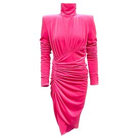 Rosa Samt gerafftes Kleid von Alexandre Vauthier Pink