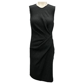 Vestido sem mangas de malha elástica com manchas pretas / brancas 2016 da Lanvin Preto
