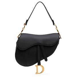 Dior-Dior Black Grained Calfskin Saddle Bag-Black
