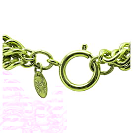 Chanel-Chanel Gold Gold Plated Quilted Cut Out Logo Double Chain Necklace-Golden