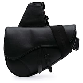 Dior-Dior Black Grained Calfskin Saddle Bag-Black