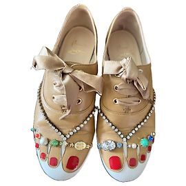 Christian Louboutin Ballet Flats Beige Leather 36 Beige