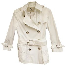 Burberry Trenchcoat Weiß Baumwolle Weiß