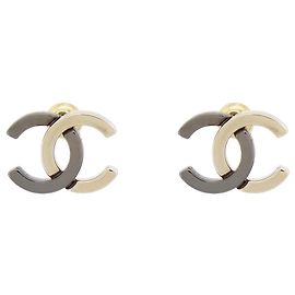 NOVE ORECCHINI CHANEL LOGO CC BICOLOR METALLO NERO E ORO D'oro