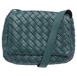 Bottega Veneta-BOTTEGA VENETA COBBLE MESSENGER SMALL 755659V3BD1 EMERALD GREEN HANDBAG-Green