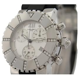 Chaumet-CHAUMET CLASS ONE CHRONOGRAPH WATCH 624 38MM STEEL DIAMONDS QUARTZ-Silvery
