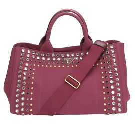 Prada Wine Red Canvas Tote Bag Dark red