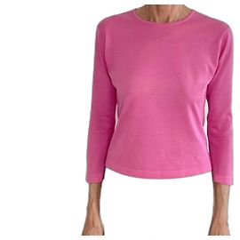 Pull de algodão rosa com decote redondo John Smedley T. S (36-38) Rosa