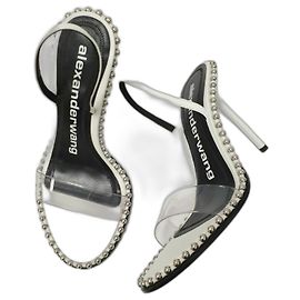 Sandálias Nova de couro branco e PVC Alexander Wang NWOB usadas Multicor