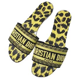 Christian Dior Dior Dway Slide Sandals Lime Pop Leopard Print Sz.38 pre-owned Multiple colors