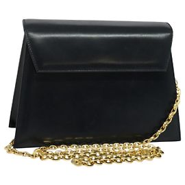 Borsa a spalla a catena Salvatore Ferragamo in pelle blu navy e oro Auth 123015 D'oro Blu navy