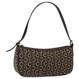 Céline CELINE C Macadam Canvas Accessory Pouch Brown Gold Auth 123463 Brown Golden