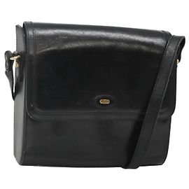 Bolsa de Ombro BALLY em Couro Preto Dourado Auth BA2151 Preto Dourado