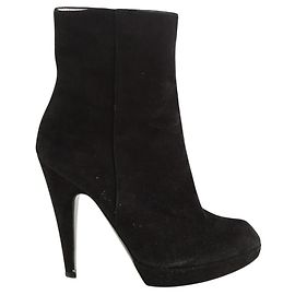 Saint Laurent Stivali in suede neri Nero