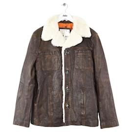 Autre Marque-Brown leather coat-Brown