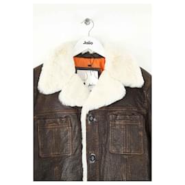 Autre Marque-Brown leather coat-Brown