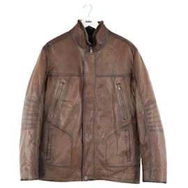 Autre Marque-Brown leather coat-Brown