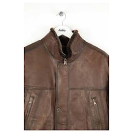 Autre Marque-Brown leather coat-Brown