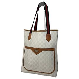 Vintage Gucci Monogramm Leder Shopper weiß Weiß