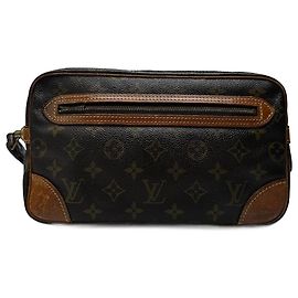 Vintage Louis Vuitton Leder Monogram Clutch Braun Braun