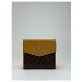 Céline Vintage Celine Leather Monogram Wallet Brown Yellow