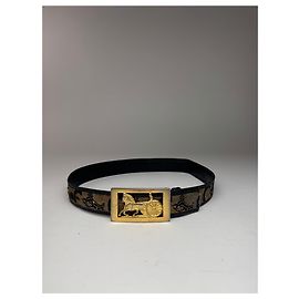 Céline Vintage Celine Macadam Leder Gürtel grau schwarz Schwarz