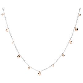 Colar Dodo Pomellato Bollicine em prata 925 com esferas em ouro rosa 9K e placas em prata 925 e ouro rosa 9K. Prata Dourado