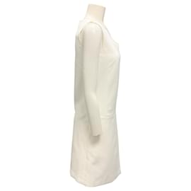 Paule Ka-Paule Ka White / Black Stitching Pleated Shift Dress-White