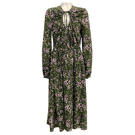 Robe midi florale multicolore verte Rochas Vert