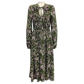 Rochas-Rochas Green Multi Floral Midi Dress-Green