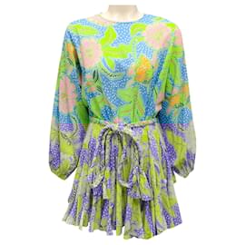 Autre Marque-Rhode Blue Psychedelic Flower Ella Dress-Blue