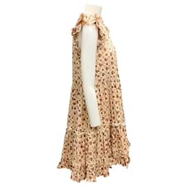 Ulla Johnson-Ulla Johnson Ecru / Brown Printed Ruffled Cotton Dress-Cream