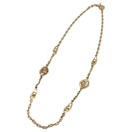 Yves Saint Laurent-Vintage Gold Metal Spiral Circle Chain Necklace-Golden