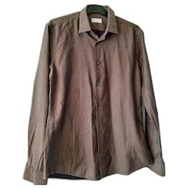 Camicia Prada in cotone marrone e viola scuro Marrone Viola scuro