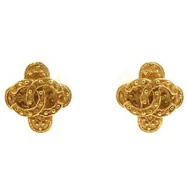 Boucles d'oreilles clips en métal doré Chanel Coco Mark Doré
